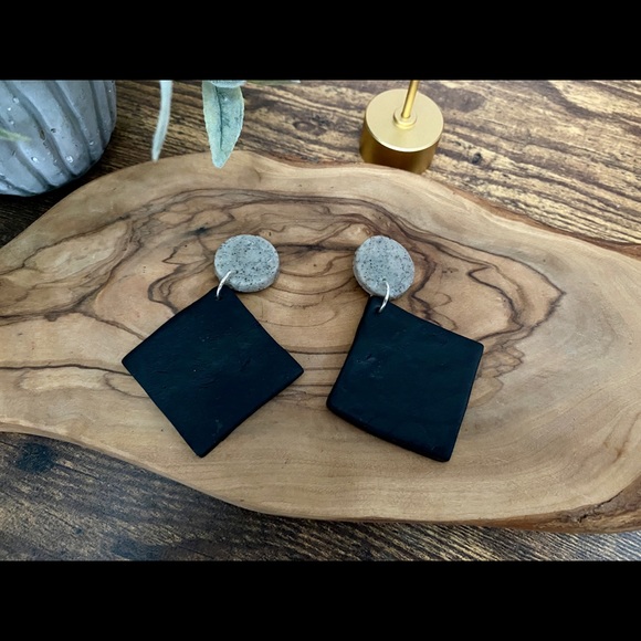 Handmade Clay Earrings -Sticks & Stones Series - Picture 2 of 2